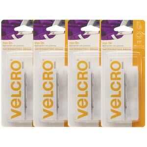 NEW! VELCRO Brand for Fabrics Iron On Tape 24 in x 3/4 WHITE 4pk‎